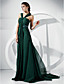  A-line Straps Court Train Chiffon Evening Dress