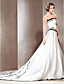  A-line Sweetheart Court Train Satin Wedding Dress with Split Front