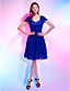  A-line Straps Chiffon Over Stretch Satin Cocktail Dress