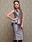  ts Vintage-Stil Silber peplum Etuikleid