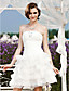  A-line Strapless Short/Mini Organza Taffeta  Wedding Dress