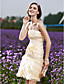  Sheath/Column Strapless Short/Mini Organza Wedding Dress