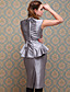  ts Vintage-Stil Silber peplum Etuikleid