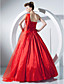  Ball Gown One Shoulder Floor-length Taffeta Prom Dress