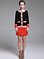  TS Round Neck Color block Button Dress
