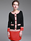  TS Round Neck Color block Button Dress