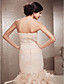  Trumpet/Mermaid Strapless Court Train Lace And Organza Wedding Dress