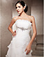  Sheath/Column Strapless Court Train Organza Wedding Dress