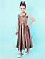  A-line Tea-length Satin Junior Bridesmaid Dress With Straps