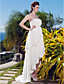  A-line Strapless Asymmetrical Chiffon Wedding Dress