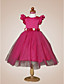  Ball Gown Jewel Knee-length Puff Balloon Satin Tulle Flower Girl Dress