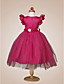  Ball Gown Jewel Knee-length Puff Balloon Satin Tulle Flower Girl Dress