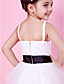  A-line Spaghetti Strap Tea-length Tulle And Satin Flower Girl Dress With Sash/Ribbon