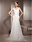  A-line Scoop Court Train Chiffon Wedding Dress