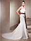  Trumpet/Mermaid Bateau Neck Court Train Satin Wedding Dress