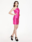  Sheath/Column One shoulder Short/Mini Stain Bridesmaid Dress