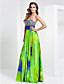  A-line Sweetheart Floor-length Printing Stretch Satin Evening Dress