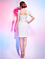  Sheath/ Column Square Knee-length Spandex Over Sequined Cocktail Dress
