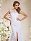  Charming A-line V-neck Chapel Train Lace Weeding Dress