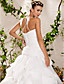  Ball Gown Strapless Court Train Organza Wedding Dress