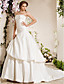  Ball Gown Strapless Court Train Satin Weeding Dress