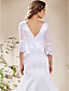  Trumpet/Mermaid V-neck Chapel Train Satin Lace Weeding Dress