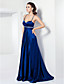  A-line Spaghetti Straps Sweep/ Brush Train Stretch Satin Evening Dress