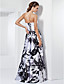  A-Line Novia piso-longitud de tramo satinado vestido de noche