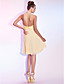  A-line Halter V-neck Knee-length Chiffon Cocktail Dress