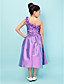  Princess One Shoulder Tea-length Taffeta Junior Bridesmaid Dress