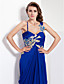  tiras uma linha de espaguete assoalho-comprimento vestido de noite chiffon jersey
