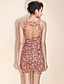  TS Flower Printed Halter Bodycon Dress