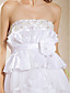  uma linha de trem tribunal strapless assimétrica organza vestido de capina