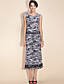  TS Animal Print Lace Decor Stretchy Midi Dress