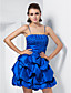  espaguete vestido de baile Correias curto / mini vestido de cocktail de tafetá com alças removíveis