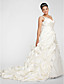  Ballkleid mit V-Ausschnitt Kapelle Zug Satin plus size Hochzeitskleid