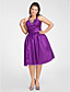 A-line Halter Knee-length Tulle And Stretch Satin Cocktail Dress