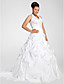  Ball Gown Halter Chapel Train Taffeta Plus Size Wedding Dress
