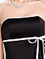  a-lijn strapless knielange satijnen bruidsmeisje jurk
