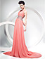  Sheath/Column Halter Court Train Chiffon Evening Dress