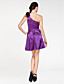  A-line One Shoulder Short/ Mini Stretch Satin Bridesmaid Dress