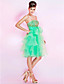  genou longueur organza robe de cocktail A-ligne bretelles