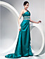  A-line One Shoulder Sweep/ Brush Train Stretch Satin Evening Dress