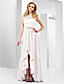  A-line Jewel Asymmetrical Stretch Satin Organza Evening Dress