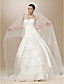  One-tier Tulle Scalloped Edge Chapel Wedding Veil With Satin Flower