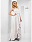  A-line Jewel Asymmetrical Stretch Satin Organza Evening Dress