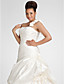  A-Line una spalla cappella treno Satin plus size abito da sposa