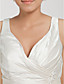 Ballkleid mit V-Ausschnitt Kapelle Zug Satin plus size Hochzeitskleid