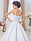  Ball Gown Strapless Chapel Train Satin Wedding Dress