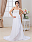  Sheath/ Column Strapless Court Train Chiffon Wedding Dress
